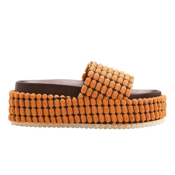 NWT Cider Retro Platform Fuzzy Stacked Slide Slippers Sz 8 - Picture 4 of 4